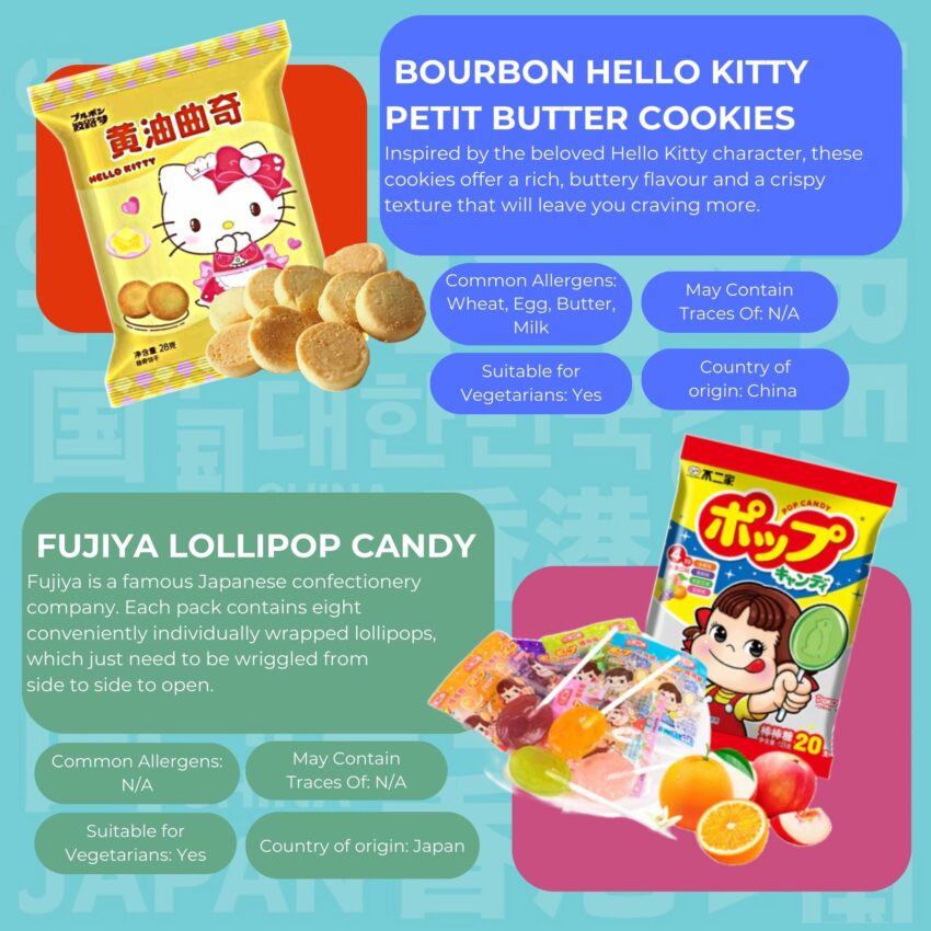 Bourbon Hello Kitty Butter Cookies and Fujiya Lollipops